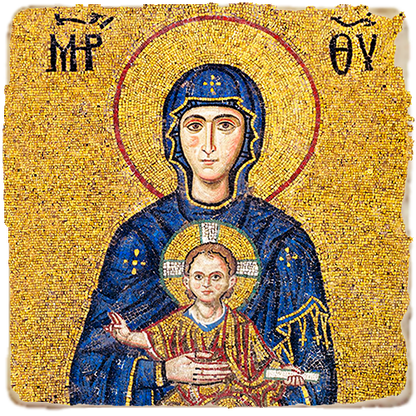 Hagia Sophia Madonna,Marble Icon,Handmade,Baptism gift,Christian Icon