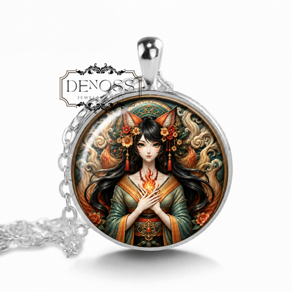 KITSUNE Necklace,Fortune, Wisdom,Magic, Longevity,Japanese Folklore,Shape-shifting, Trickster,Protector,Shinto,Good and Bad