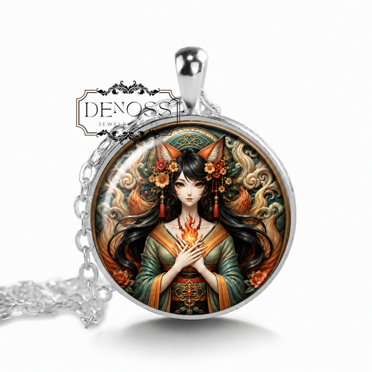KITSUNE Necklace,Fortune, Wisdom,Magic, Longevity,Japanese Folklore,Shape-shifting, Trickster,Protector,Shinto,Good and Bad