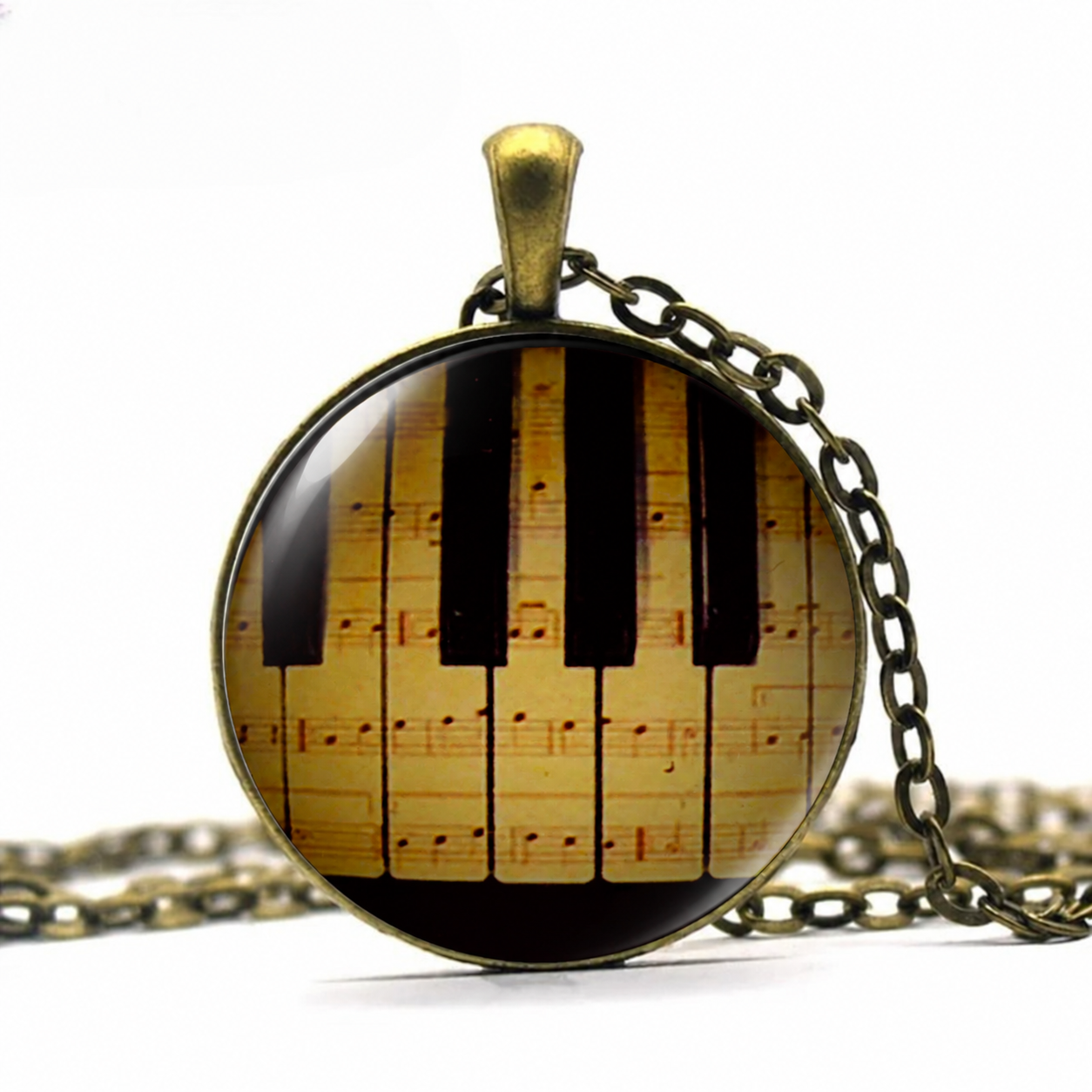 Music Jewelry,Piano Key Necklace,Black and White Piano Keys,Sheet Music Jewelry