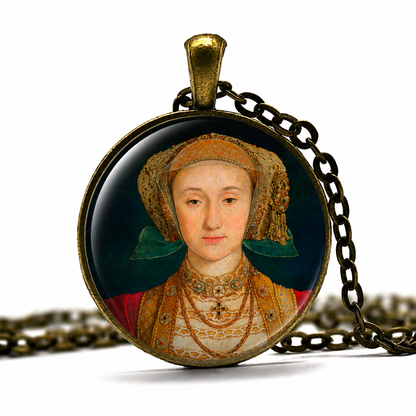 ANNE of CLEVES Necklace,Queen,England, Fourth Wife of King Henry VIII,Art Pendant Necklace,Glass Pendant Necklace