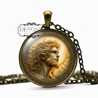 BELENUS Necklace,Celtic,God of the Sun,God of Healing,God of Light,The Shining One,Beltane,Protection Warmth,Glass Pendant