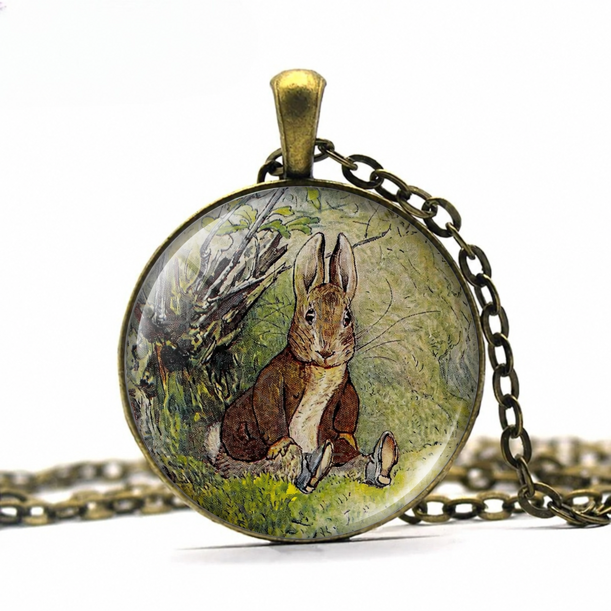 Benjamin Bunny necklace,Easter Bunny gift ,Beatrix Potter art