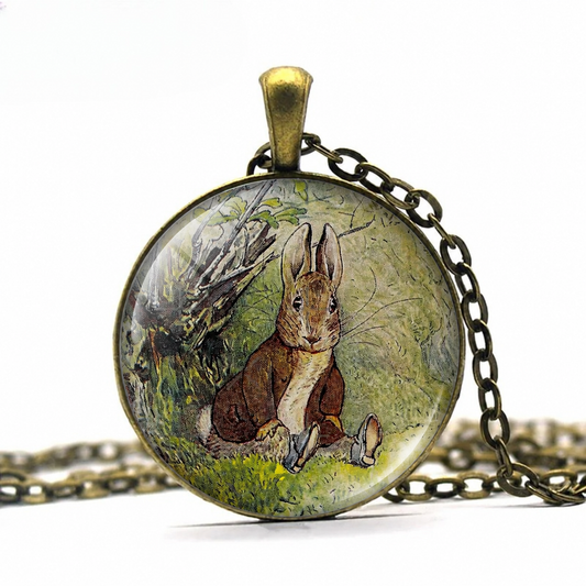 Benjamin Bunny necklace,Easter Bunny gift ,Beatrix Potter art