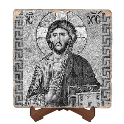 Christ Pantocrator Icon Marble Icon,Handmade,Baptism gift,Christian Icon