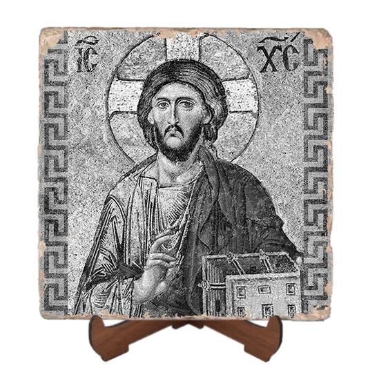 Christ Pantocrator Icon Marble Icon,Handmade,Baptism gift,Christian Icon