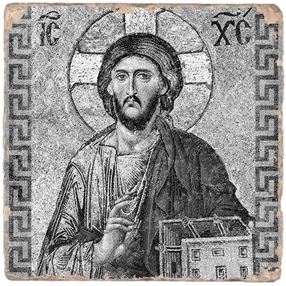 Christ Pantocrator Icon Marble Icon,Handmade,Baptism gift,Christian Icon
