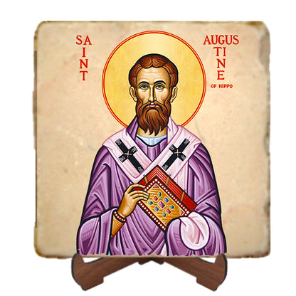 St.Augustine Icon,Men Saints,Marble Icon,Handmade,Prayer gift,Christian Icon