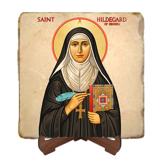St.Hildegarde of Bingen Icon,Women Saint,Marble Icon,Handmade,Prayer gift,Christian Icon