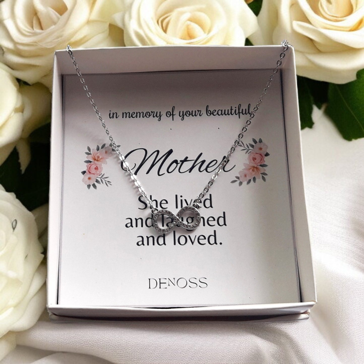 Infinity with Rhinestones Silver Necklace