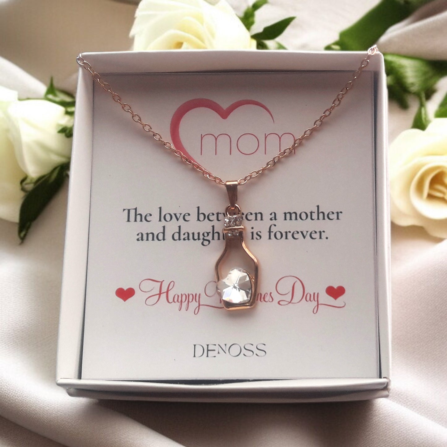 Unique Love Bottle Diamond Heart Gold Necklace