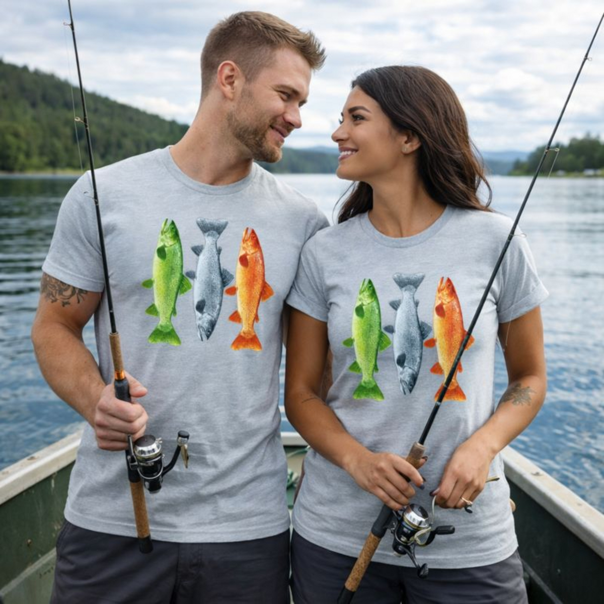 3 Fish Fishing T Shirt , Trout Fade, Fisherman ,Adventure , Camper, unisex T shirts