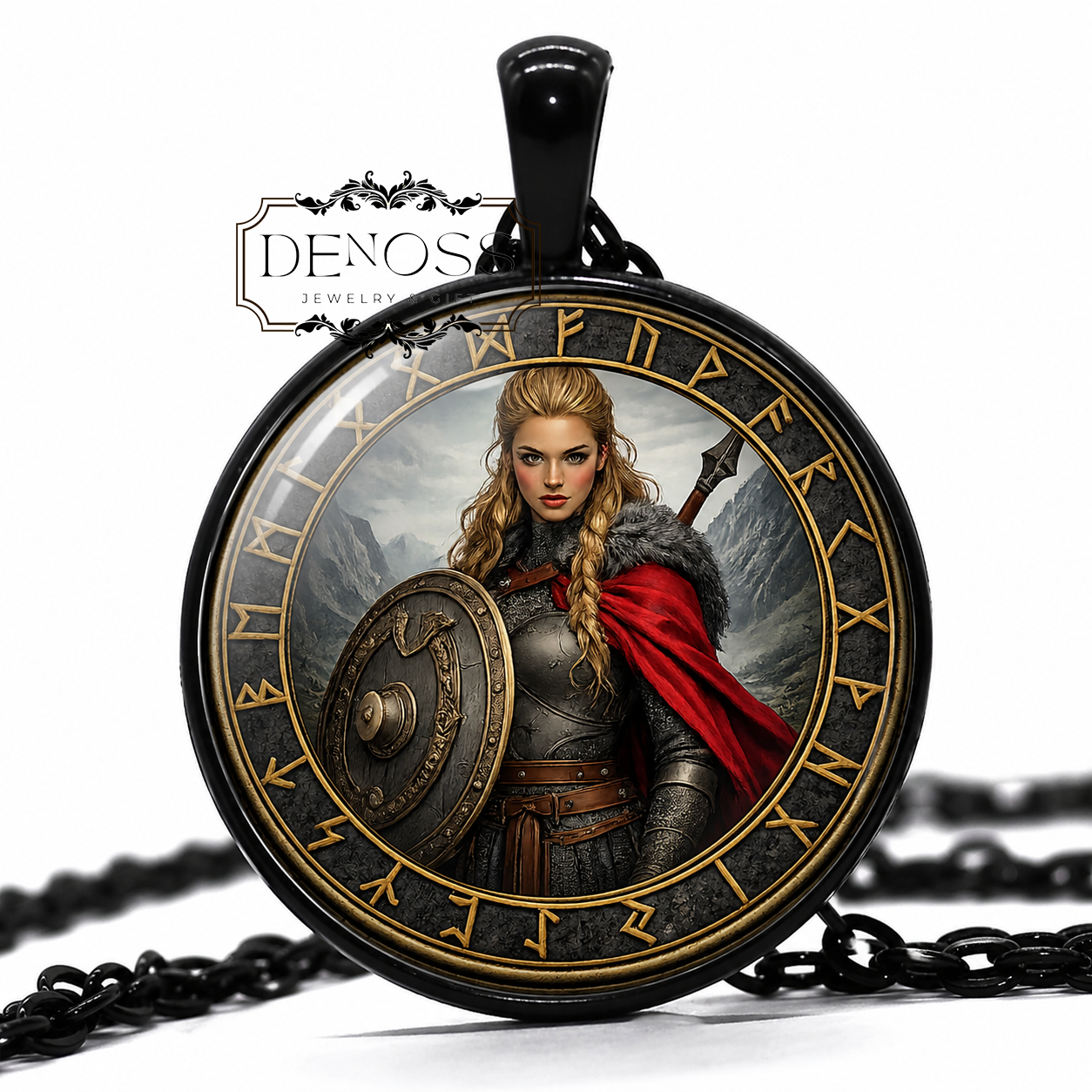 BRYNHILDR Necklace,Valkyrie of Courage & Fate,Shieldmaiden of Valhalla,Warrior Spirit and Destiny,Keeper of Honor and Strength