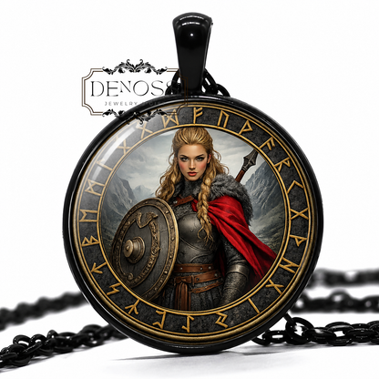 BRYNHILDR Necklace,Valkyrie of Courage & Fate,Shieldmaiden of Valhalla,Warrior Spirit and Destiny,Keeper of Honor and Strength