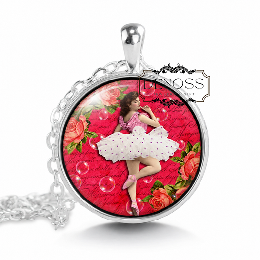 Ballerina Dancer Necklace,Retro Ballet Lover Gift