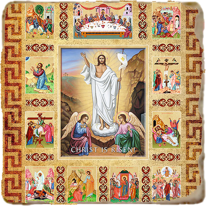 Christ is Risen Story (2) Icon,Marble Icon,Handmade,Prayer gift,Christian Icon