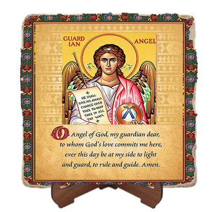 Guardian Angel Inspirational Plaque Icon,Marble Icon,Handmade,Baptism gift,Christian Icon