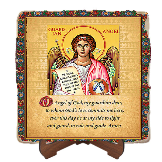 Guardian Angel Inspirational Plaque Icon,Marble Icon,Handmade,Baptism gift,Christian Icon