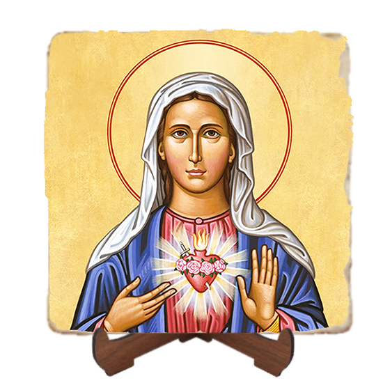 Immaculate Heart,Marble Icon,Handmade,Baptism gift,Christian Icon
