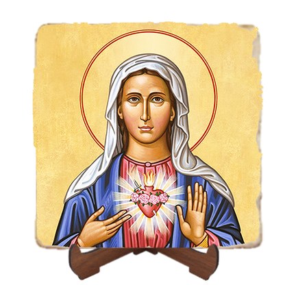 Immaculate Heart,Marble Icon,Handmade,Baptism gift,Christian Icon