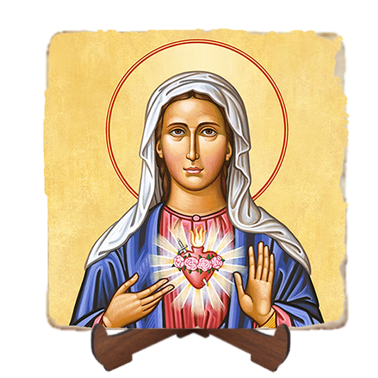 Immaculate Heart,Marble Icon,Handmade,Baptism gift,Christian Icon