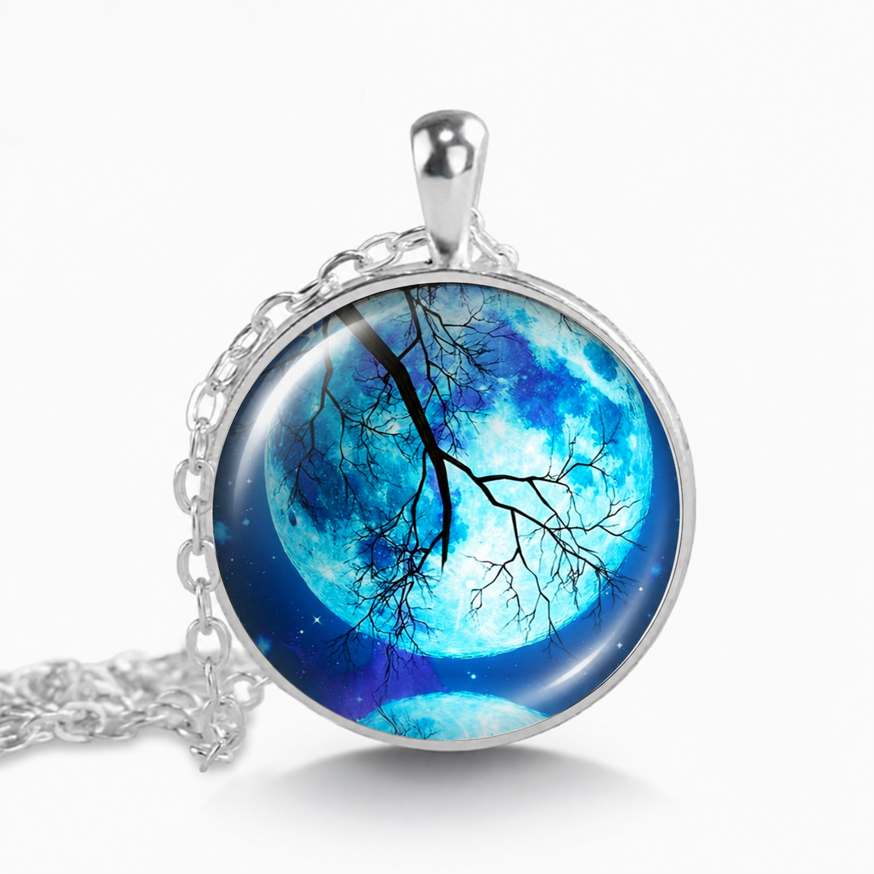 Mystic Forest Moon necklace,crescent and full moon art jewelry,nature lover gift
