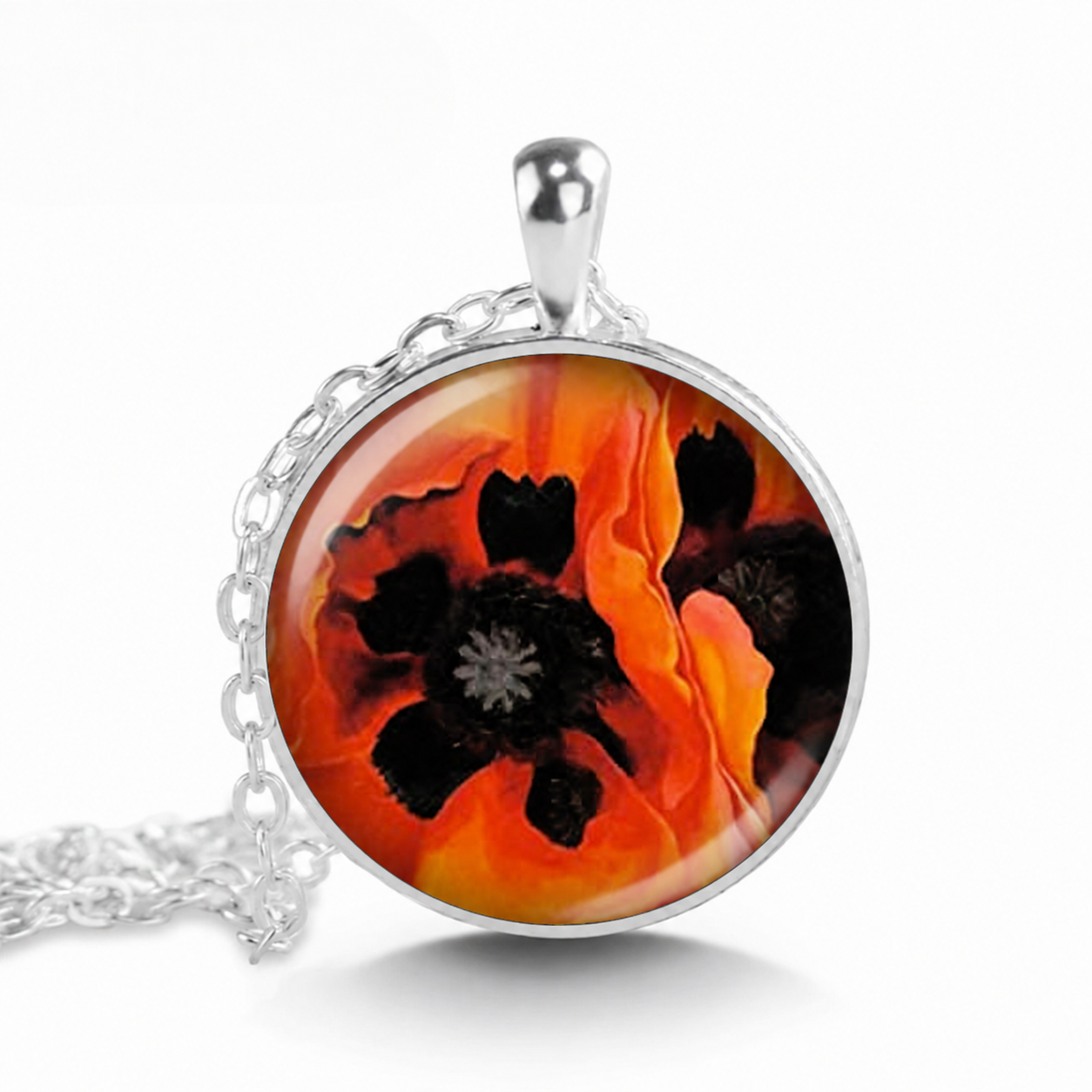 Oriental Poppies necklace,poppy gift,Georgia O'Keefe art jewelry,Memorial Day gift