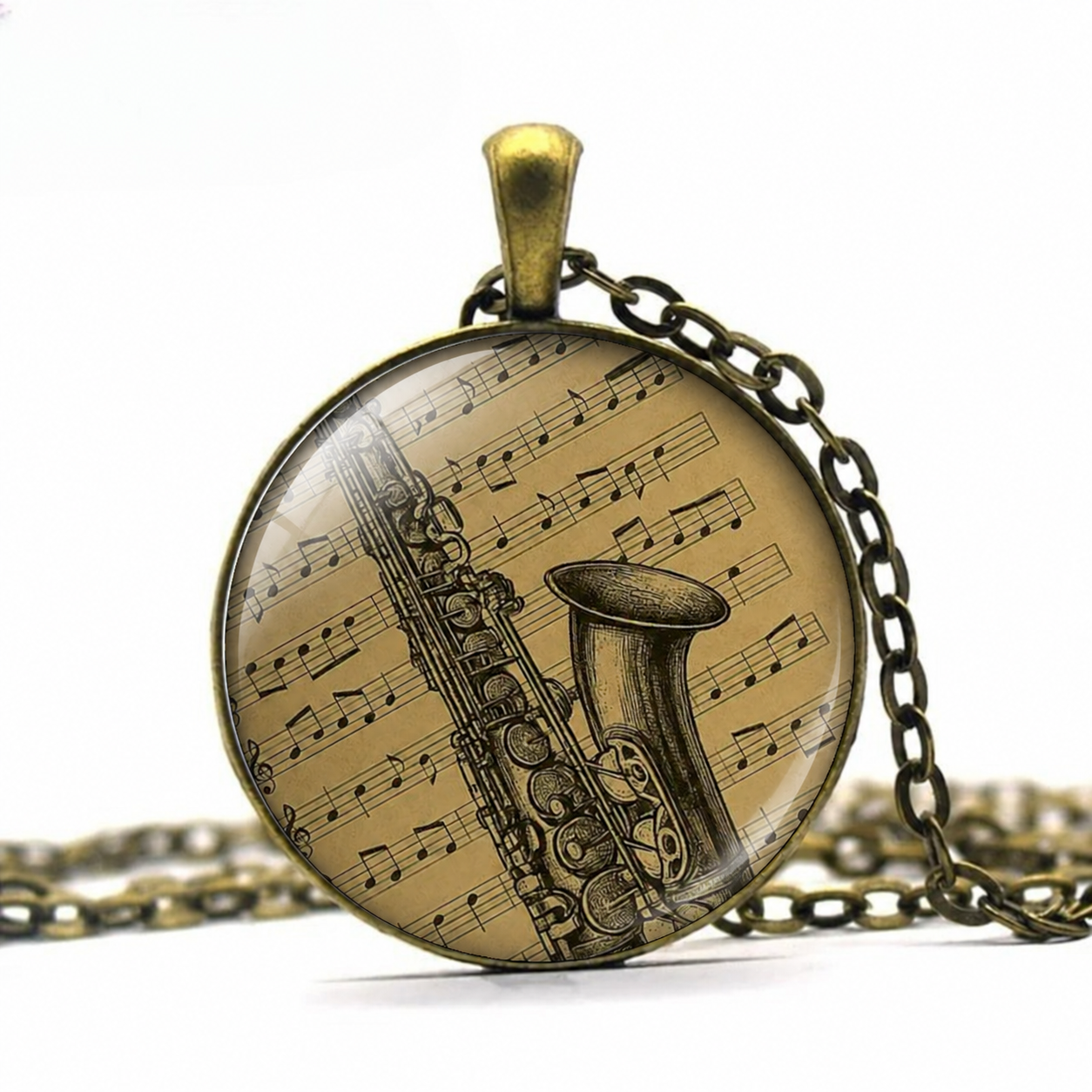 Saxophone & Music necklace,saxophone gift for saxophone player,music teacher,student gift