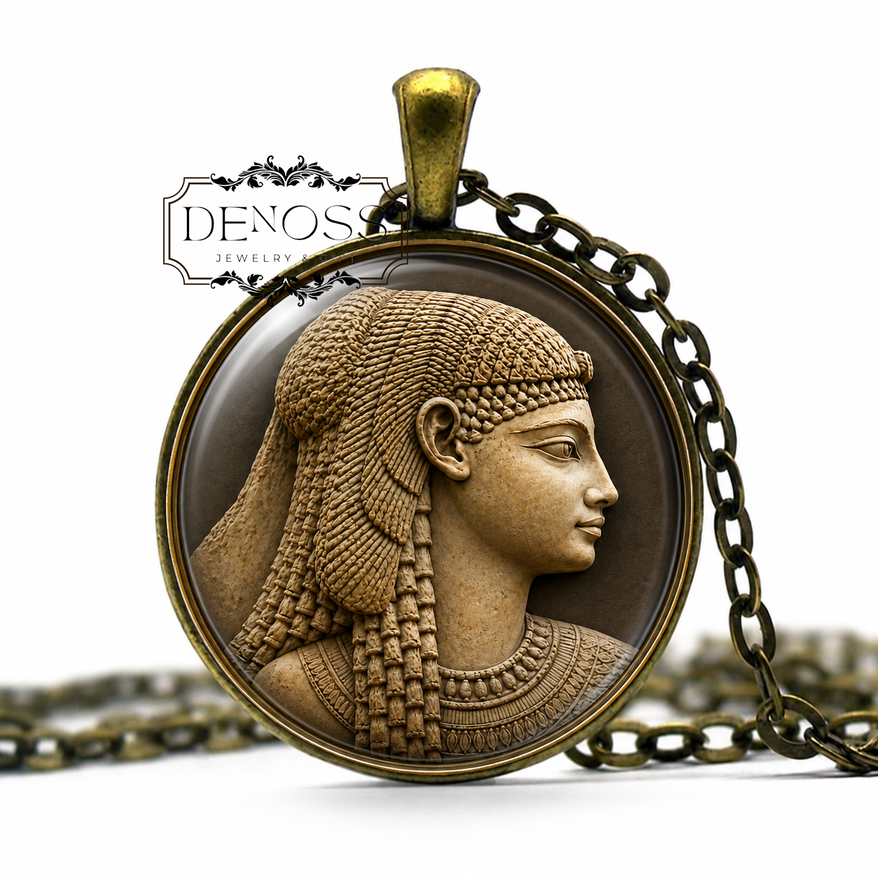 CLEOPATRA Necklace,Egyptian Queen,Ptolemaic Kingdom,Cleopatra VII Philopator,Julius Ceasar,Ancient,Art Pendant Necklace