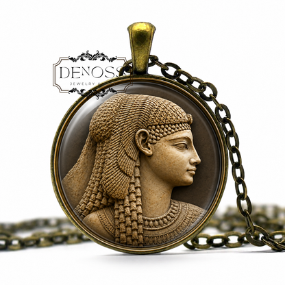 CLEOPATRA Necklace,Egyptian Queen,Ptolemaic Kingdom,Cleopatra VII Philopator,Julius Ceasar,Ancient,Art Pendant Necklace