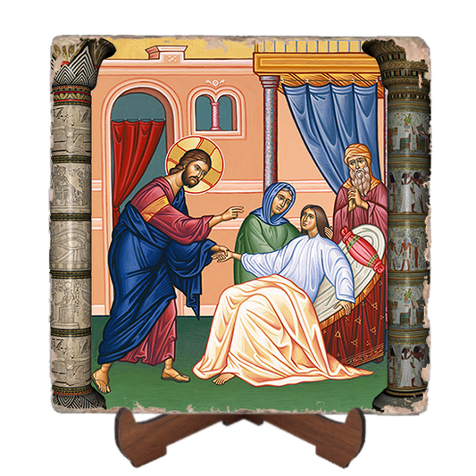 Christ the Healer Icon Marble Icon,Handmade,Baptism gift,Christian Icon