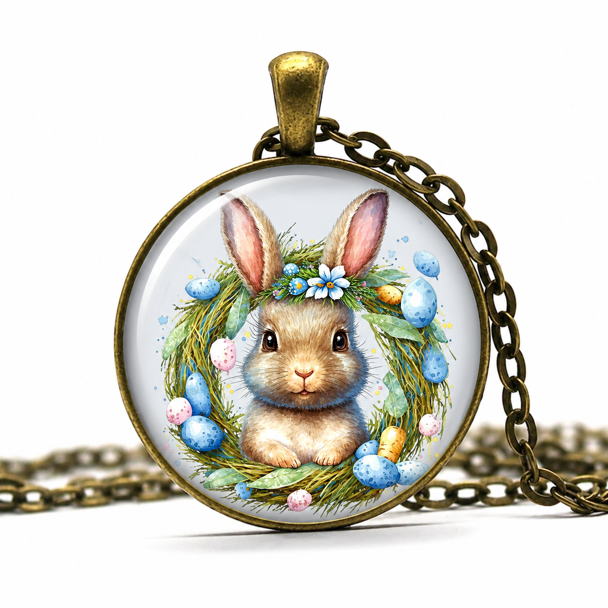 Cute Bunny Pendant,White rabbit Jewelry, Animal lover gift,Hare Necklace,Bunny Portrait Memorial Gift