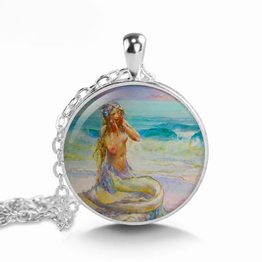 Mermaid Pendant Necklace,Handcrafted Glass  necklace