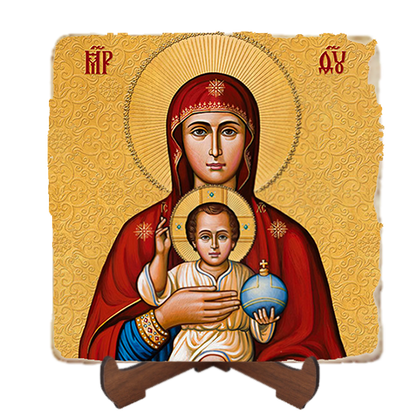 Mother of Our Savior,Marble Icon,Handmade,Baptism gift,Christian Icon