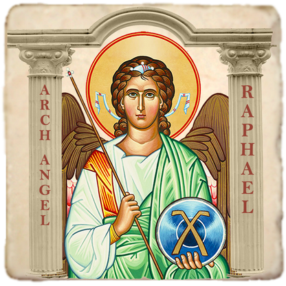 St. Raphael Icon,Marble Icon,Handmade,Baptism gift,Christian Icon