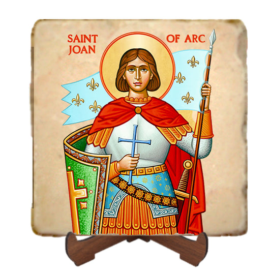 St.Joan of Arc Icon,Women Saint,Marble Icon,Handmade,Prayer gift,Christian Icon