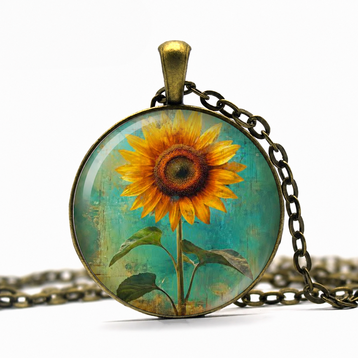 Sunflower necklace,sunflower gift,garden gift,nature gift for Leo