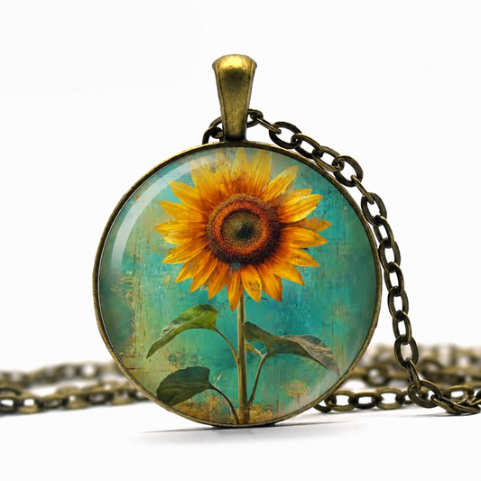 Sunflower necklace,sunflower gift,garden gift,nature gift for Leo - Denoss