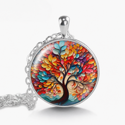 Tree of Life Necklace,Glass Art Pendant,Family Tree Gift