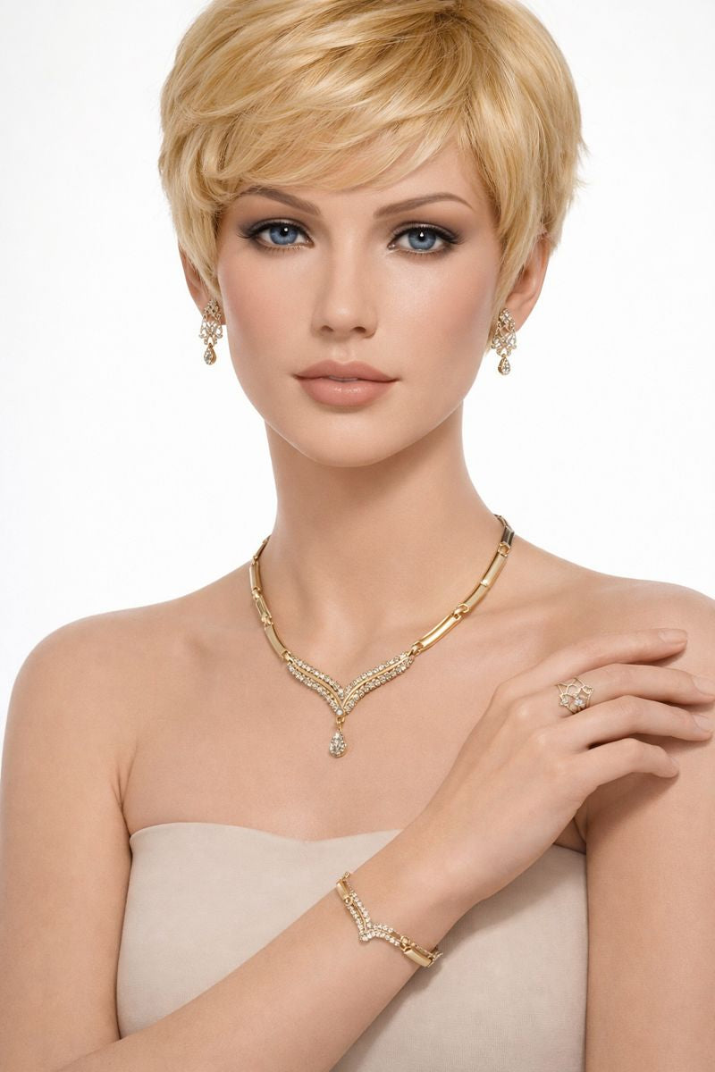 18K gold plated romantic design crystal lady jewelry set - Denoss