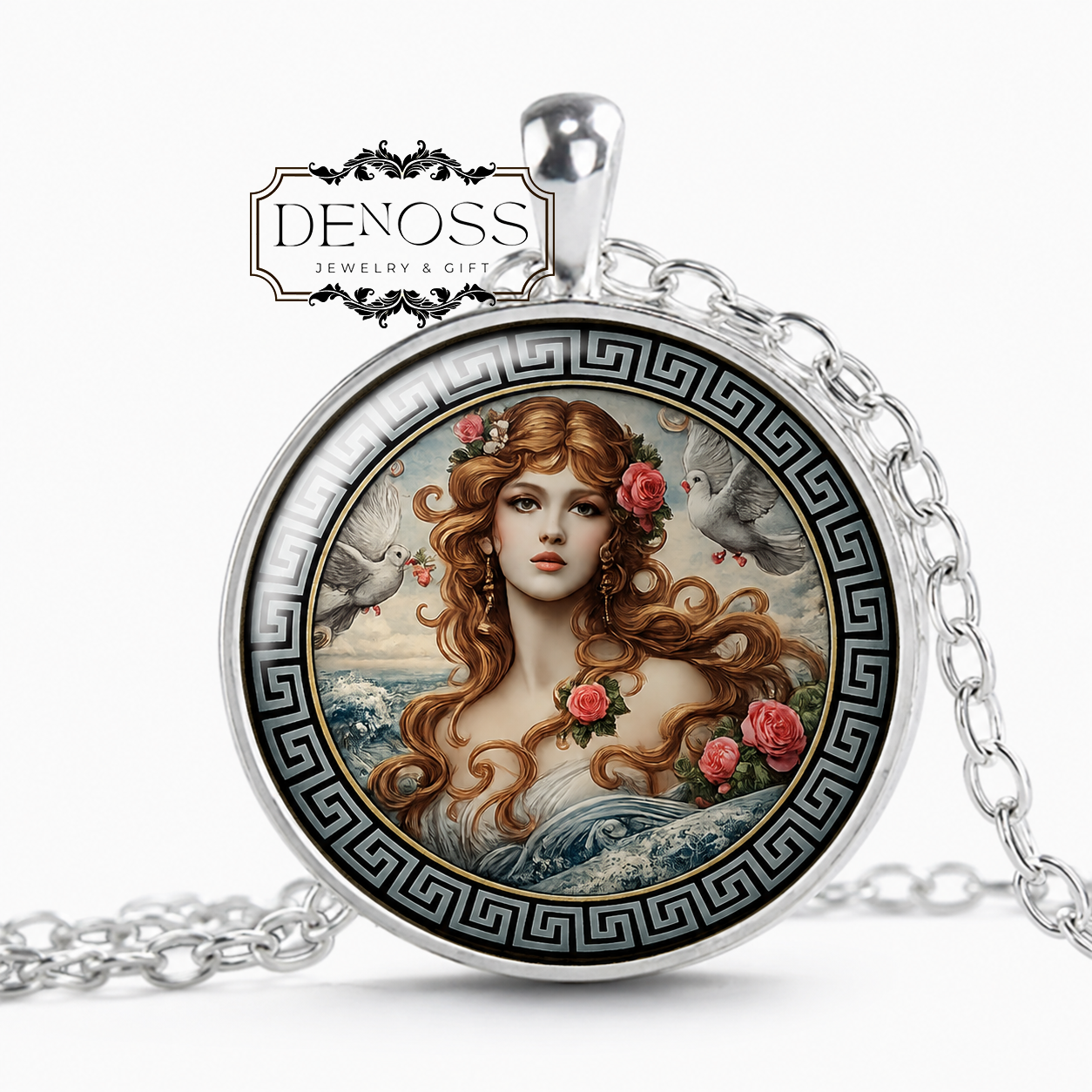 APHRODITE Necklace,Goddess of Love,Goddess of Beauty,Goddess of Pleasure,Goddess of Procreation,Greek,Glass Pendant
