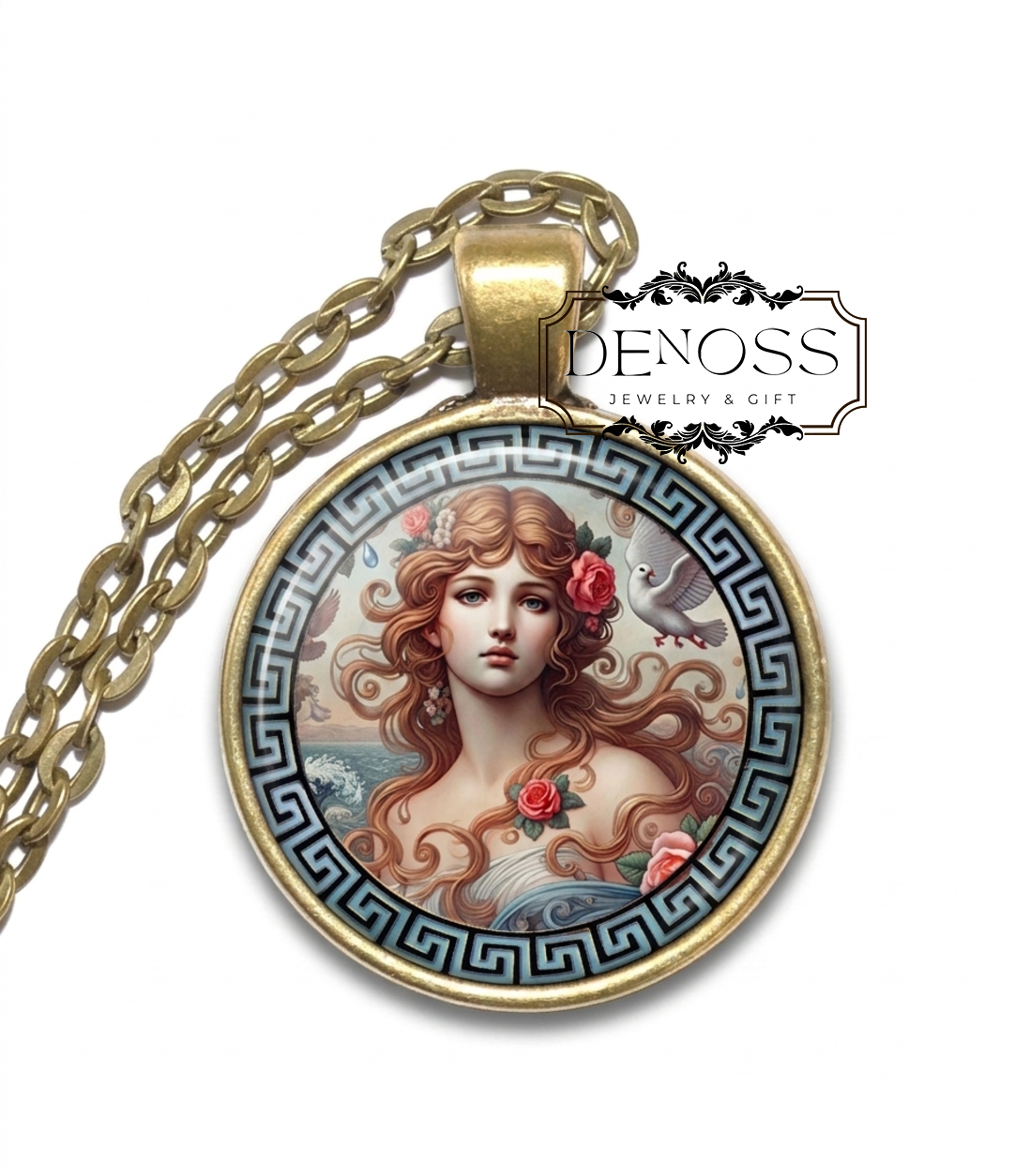 APHRODITE Necklace,Goddess of Love,Goddess of Beauty,Goddess of Pleasure,Goddess of Procreation,Greek,Glass Pendant