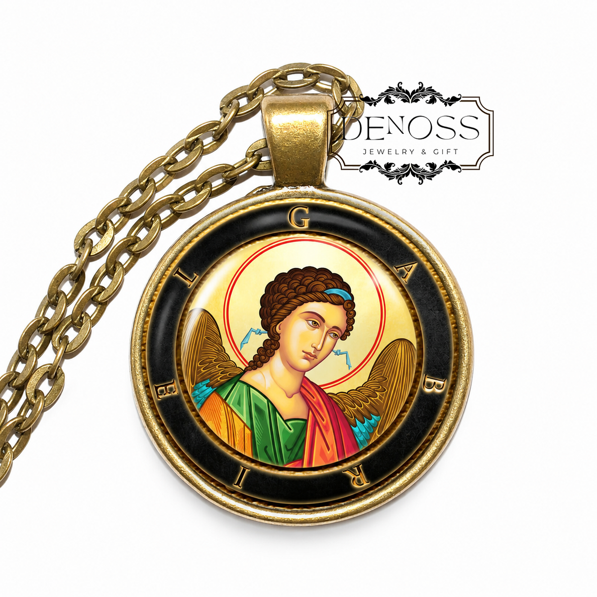 ARCHANGEL GABRIEL Necklace,Archangel,Messenger for God,Angel of Revelation,Angel of Announcement,Art Pendant Necklace