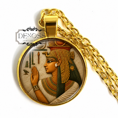 CLEOPATRA Necklace,Queen,Ptolemaic Kingdom,Cleopatra VII Philopator,Julius Ceasar,Egyptian,Ancient,Glass Pendant