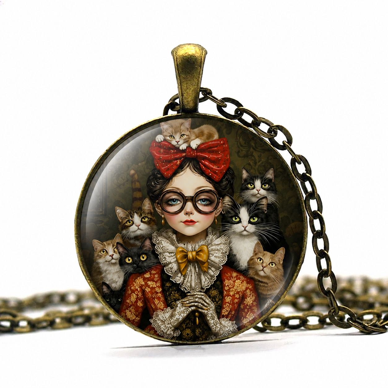 Cat Lady Necklace,Cat Gifts,Cat Jewelry,Cat Mom,Cat Themed Gothic Gifts,Cat Owners Gifts,Dark Academia Gifts