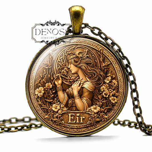 Eir Goddess Necklace,Norse Viking Pendant,Healing Protection Jewelry - Denoss