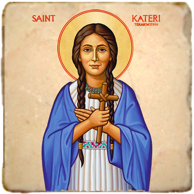 St.Kateri Tekakwitha Icon,Women Saint,Marble Icon,Handmade,Prayer gift,Christian Icon