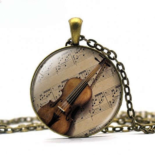 Violin and Music necklace,musician gift,music teacher gift,violinist gift,music student gift