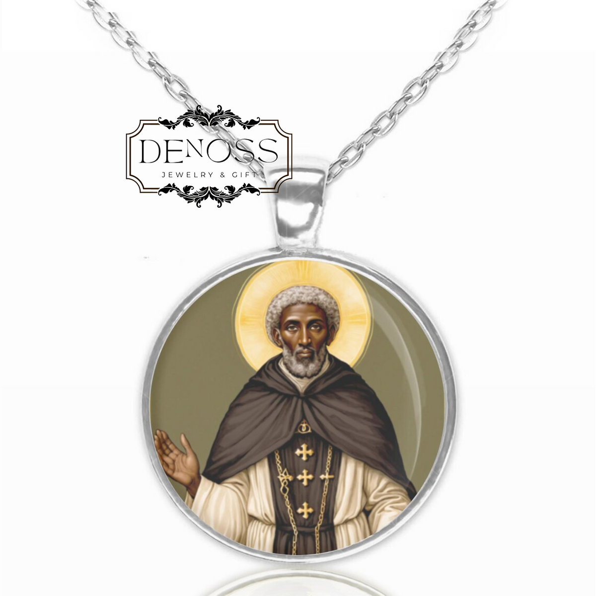 Saint Benedict the Moor Necklace,Pendant Medal Religious