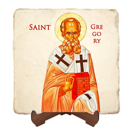 St.Gregory the Theologian Icon,Men Saints,Marble Icon,Handmade,Prayer gift,Christian Icon